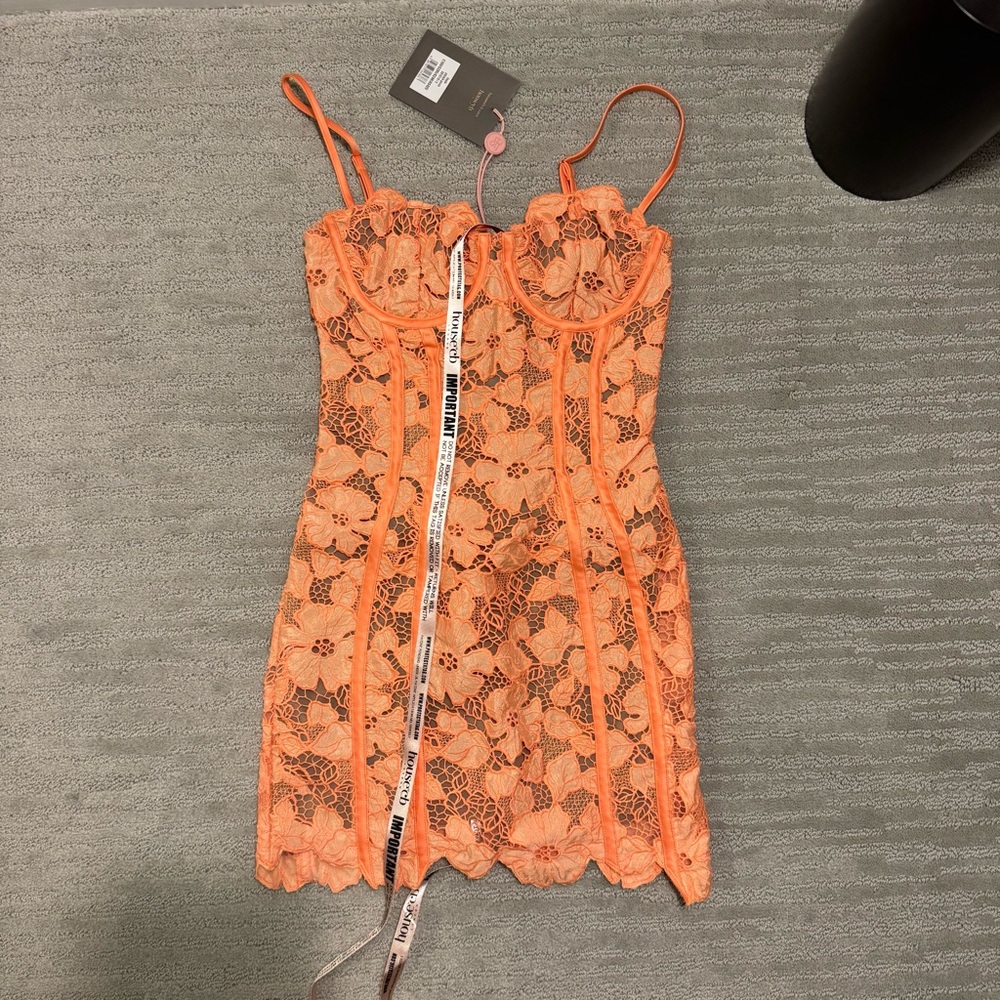 House of CB Ilayda sorbet embroidered floral lace mini dress NWT Size S